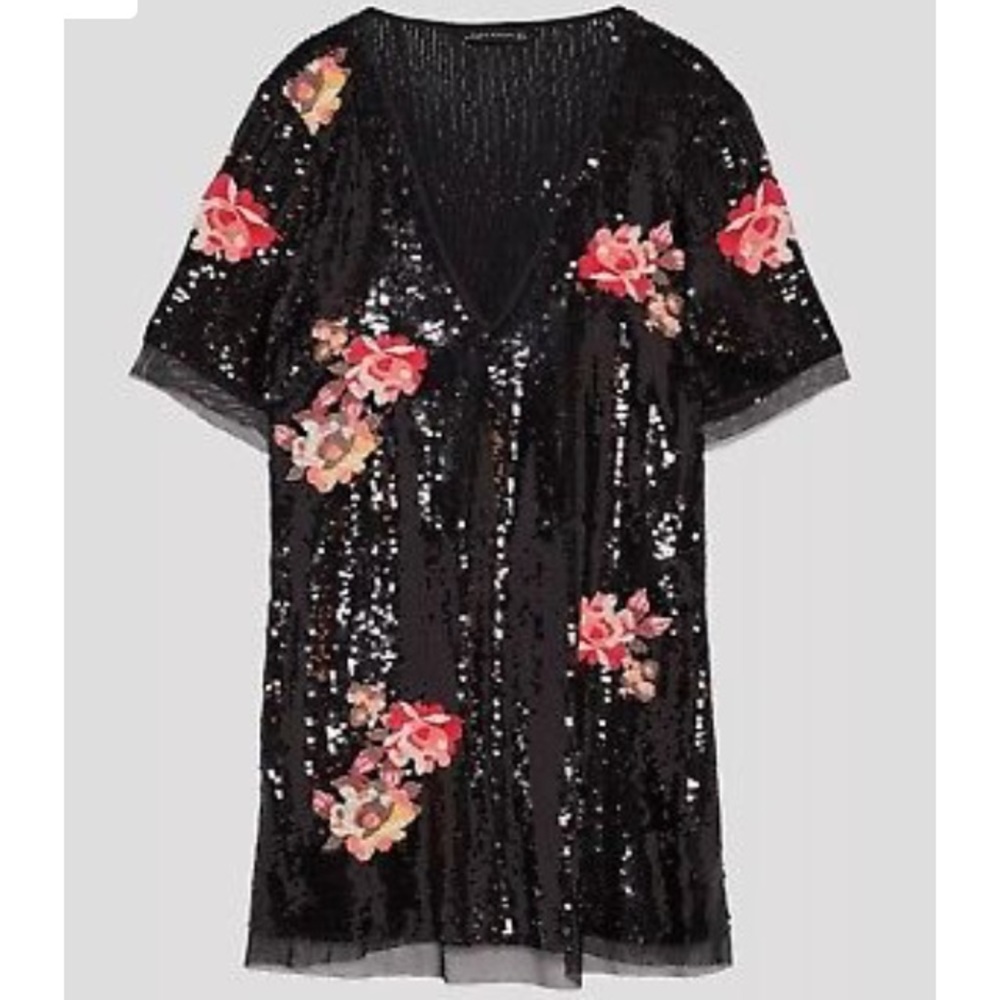 ZARA EMBROIDERED SEQUIN DRESS XS